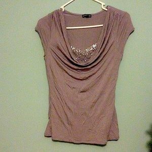 Express grey shirt w grey sequins •